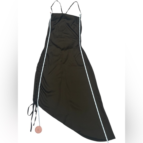 CBR NWT Women’s Asymmetrical Ruched Side Open Back Brown Dress Size: S - Picture 3 of 7